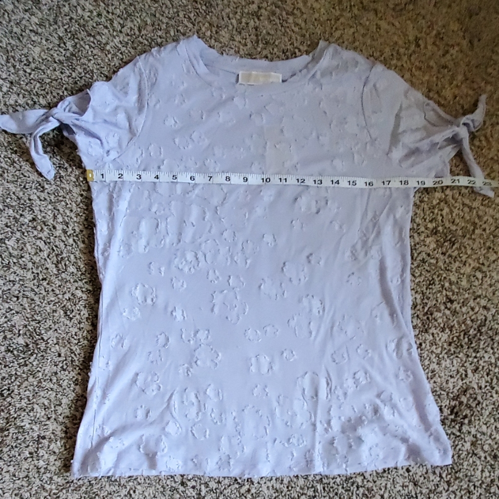 NWT Michael Kors textured lavender tie sleeve tee - Picture 6 of 8